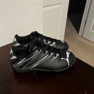 Kid Black and White Puma Soccer Cleats